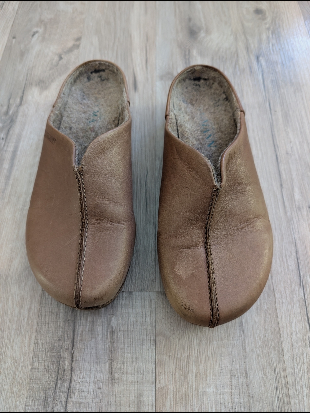 Stegmann Maria Brown Leather Slip-On Mule with Wool-Lined Interior, Size 6 (S4)
